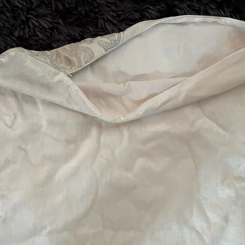 Z Gallerie Set of Two (2) Silver Cream Beaded Euro Pillow Shams